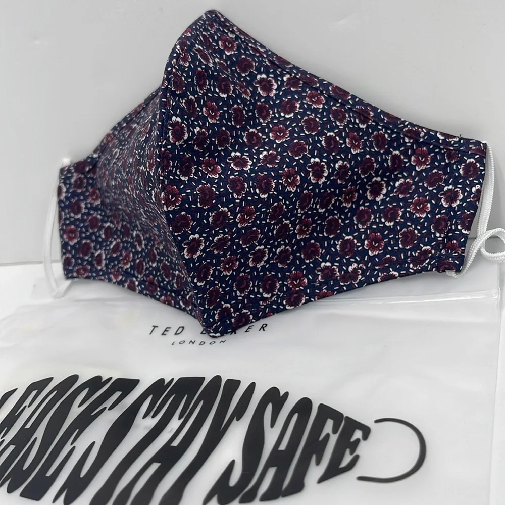 Floral Blue and Red Fabric Doorstop TED BAKER LONDON Reversible Reusable NWT